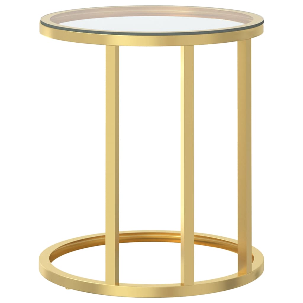 vidaXL galdiņš, zelta krāsa, caurspīdīgs rūdīts stikls, 45 cm