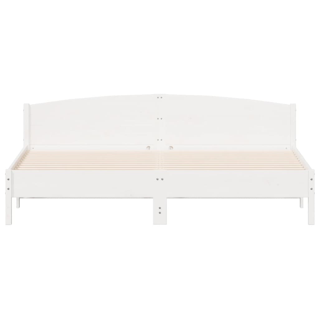 vidaXL gultas rāmis ar galvgali, balts, 180x200 cm, priedes masīvkoks