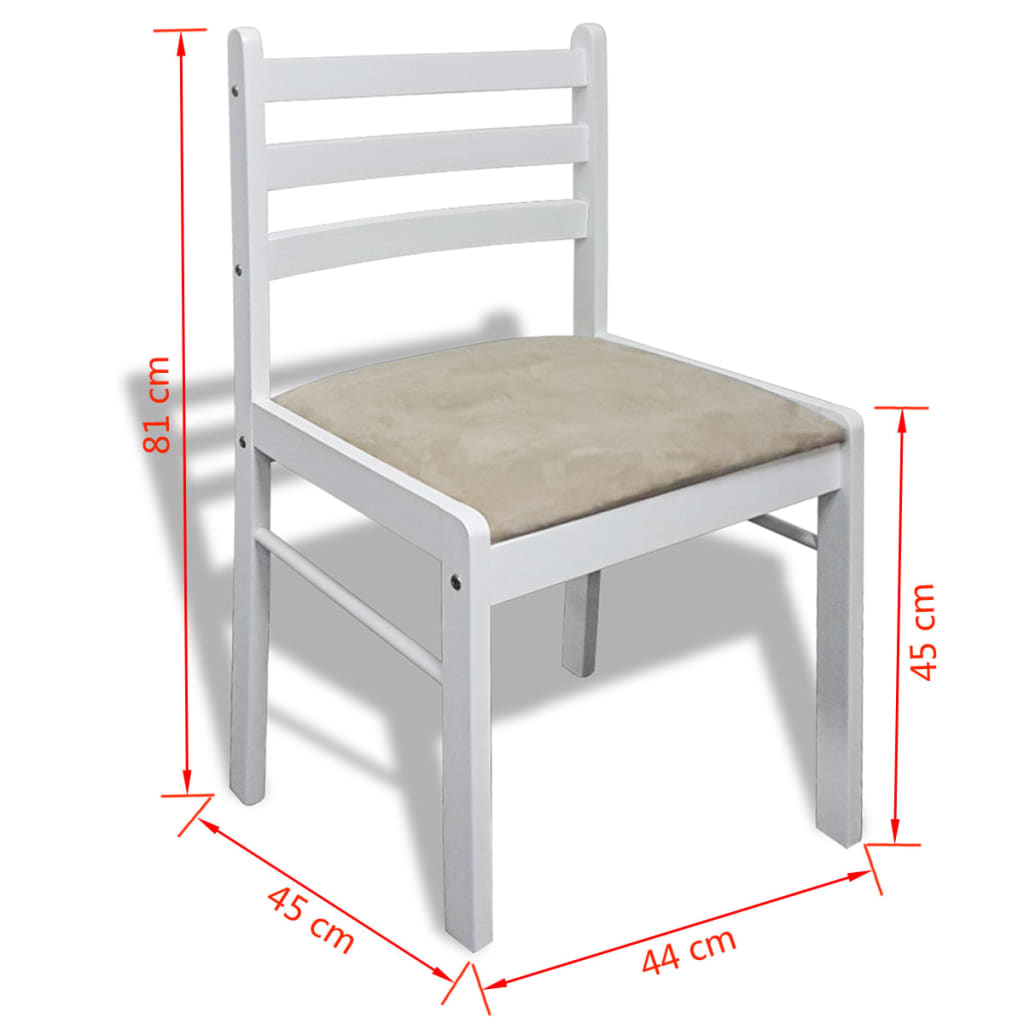 vidaXL virtuves krēsli, 6 gab., balts masīvkoks un samts