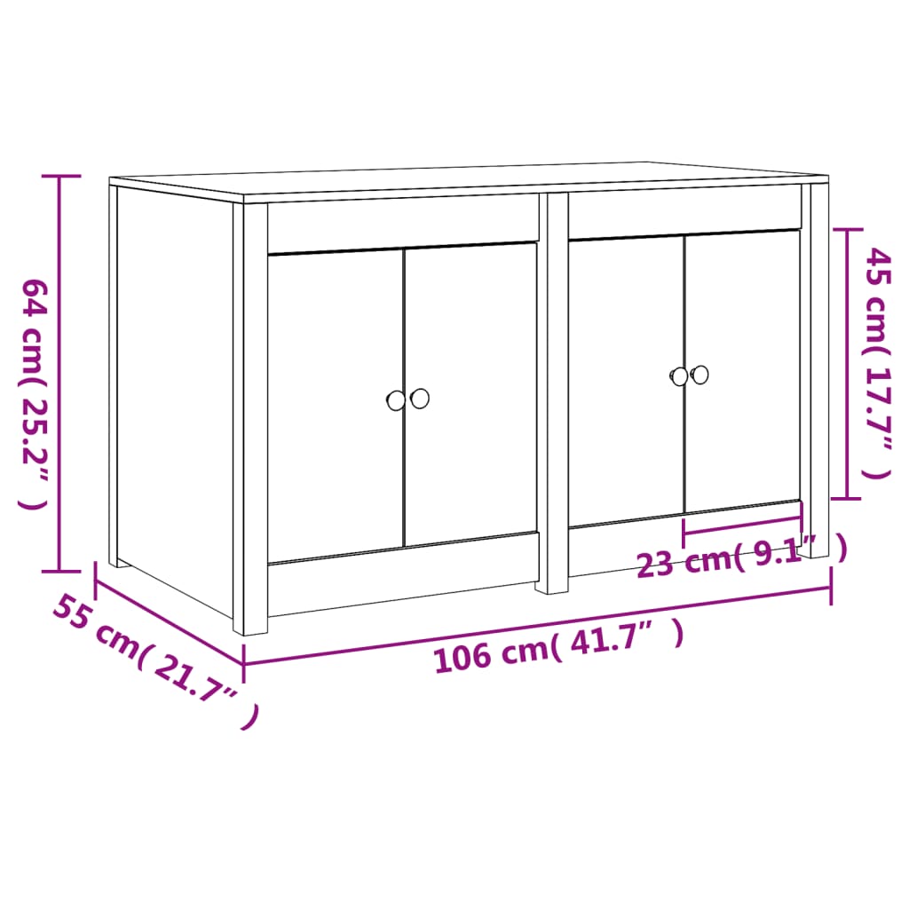 vidaXL āra virtuves skapītis, balts, 106x55x64 cm, priedes masīvkoks