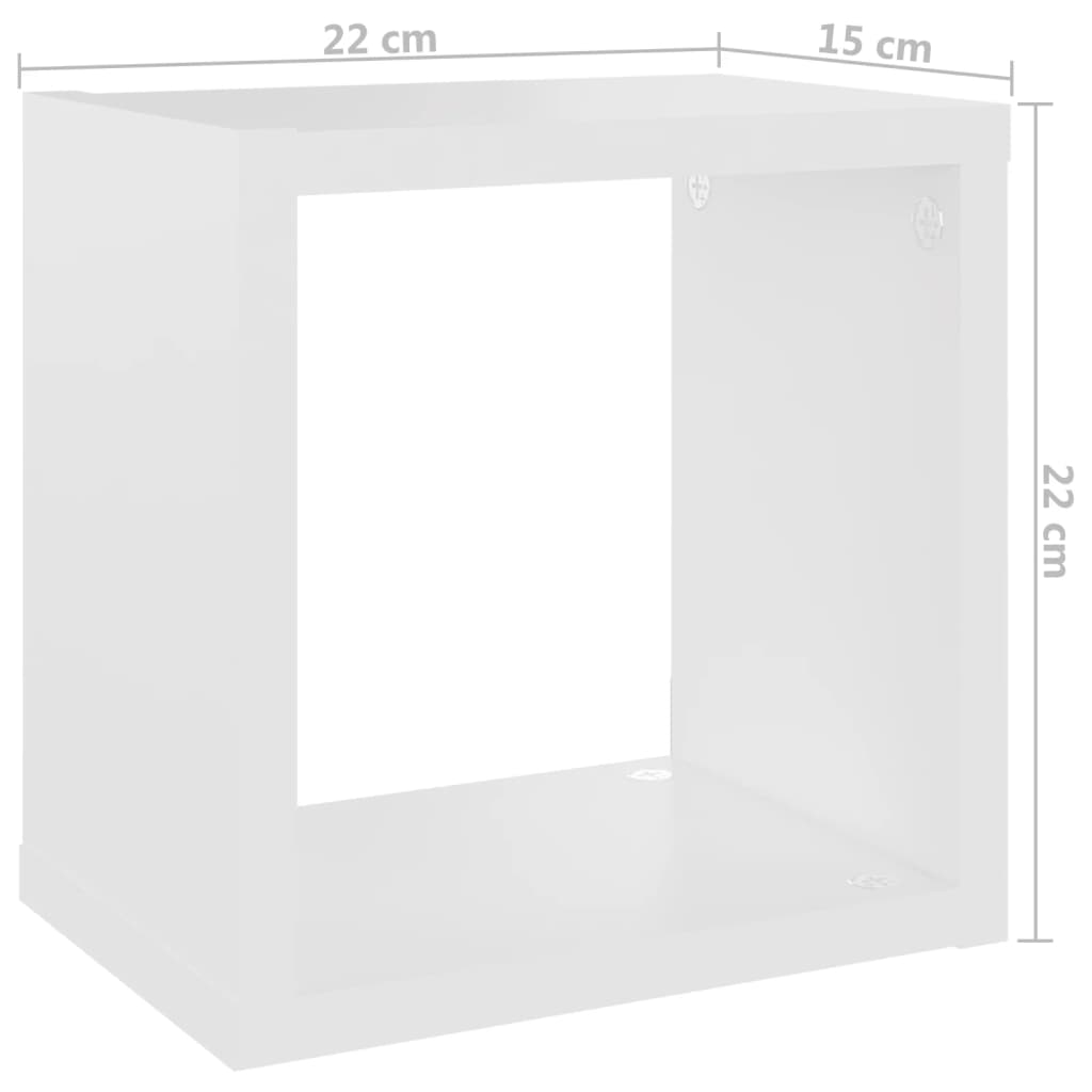 vidaXL kuba formas sienas plaukti, 6 gab., balti, 22x15x22 cm