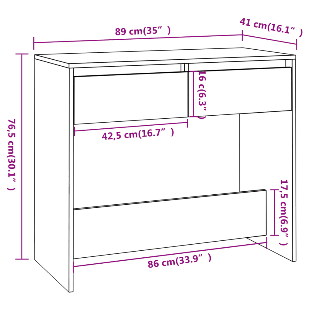 vidaXL konsoles galdiņš, spīdīgi balts, 89x41x76,5 cm, tērauds