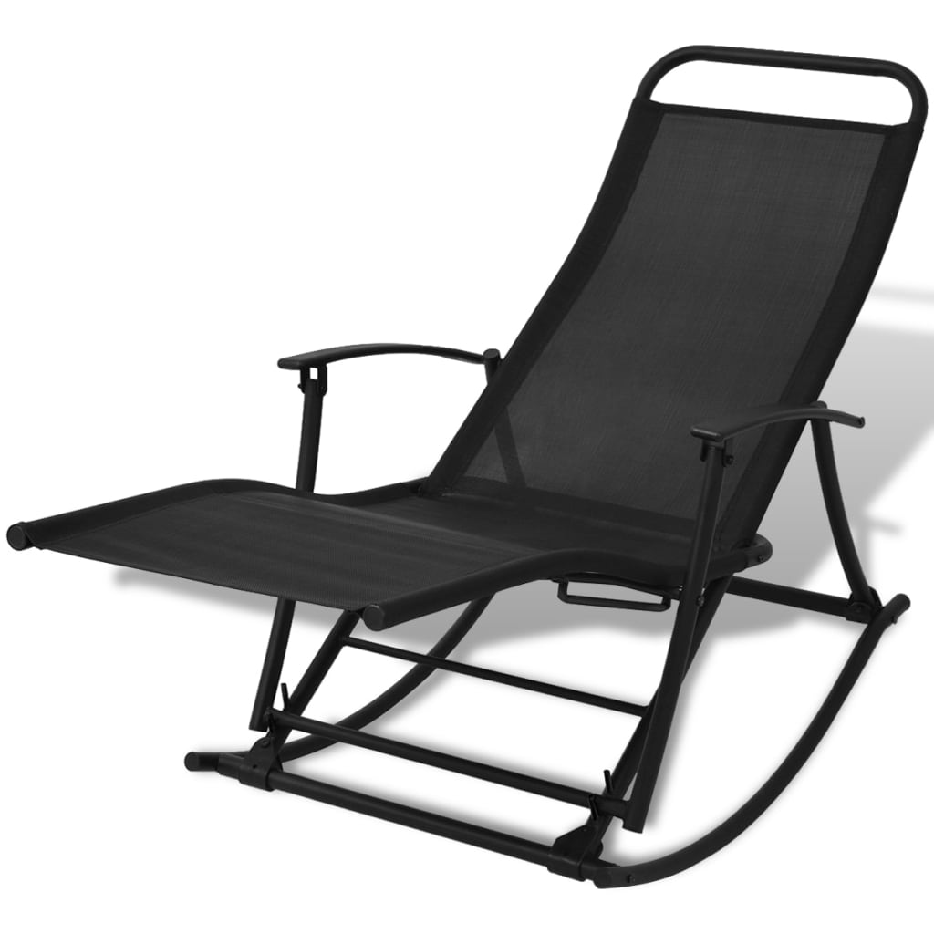 vidaXL dārza šūpuļkrēsls, tērauds un tekstilēns, melns