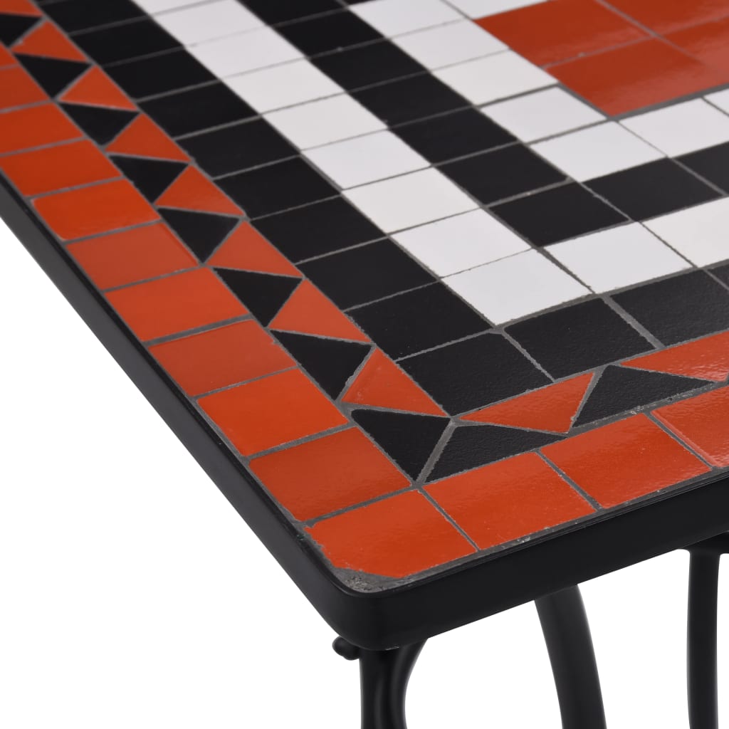 vidaXL mozaīkas bistro galds, 60 cm, sarkanbrūns ar baltu, keramika