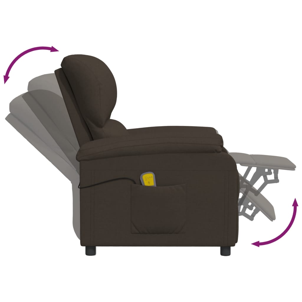 vidaXL masāžas krēsls, tumši brūns audums