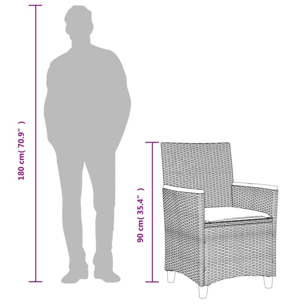 vidaXL dārza krēsli, matrači, 2 gab., bēša PE rotangpalma, masīvkoks