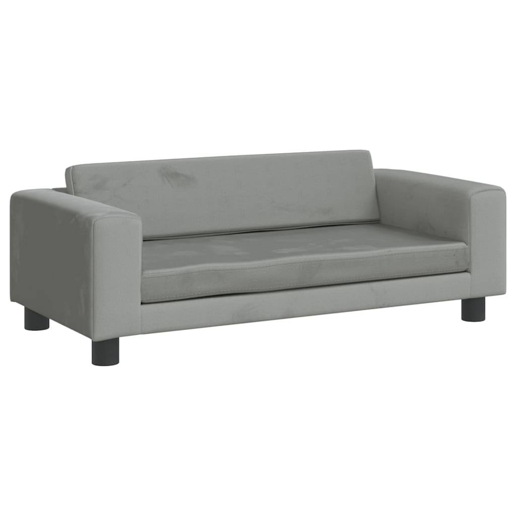 vidaXL bērnu dīvāns ar soliņu, gaiši pelēks, 100x50x30 cm, samts