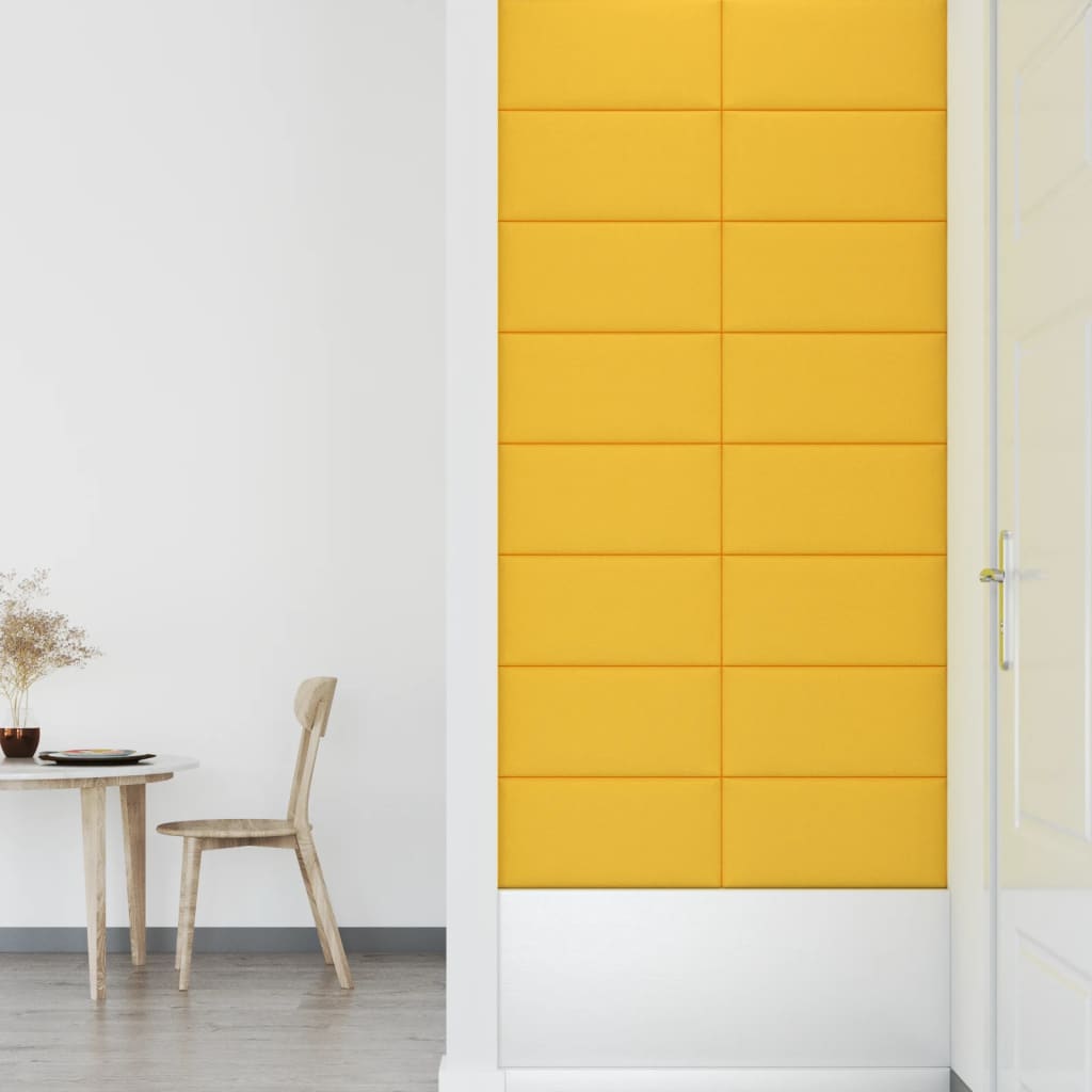 vidaXL sienas paneļi, 12 gab., dzelteni, 60x30 cm, samts, 2,16 m²