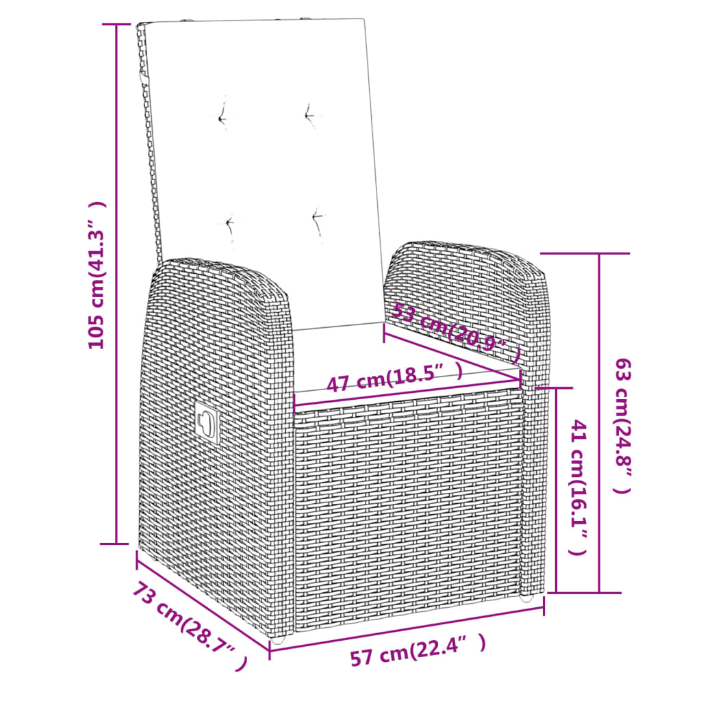 vidaXL 9-daļīgs dārza mēbeļu komplekts ar matračiem, pelēks