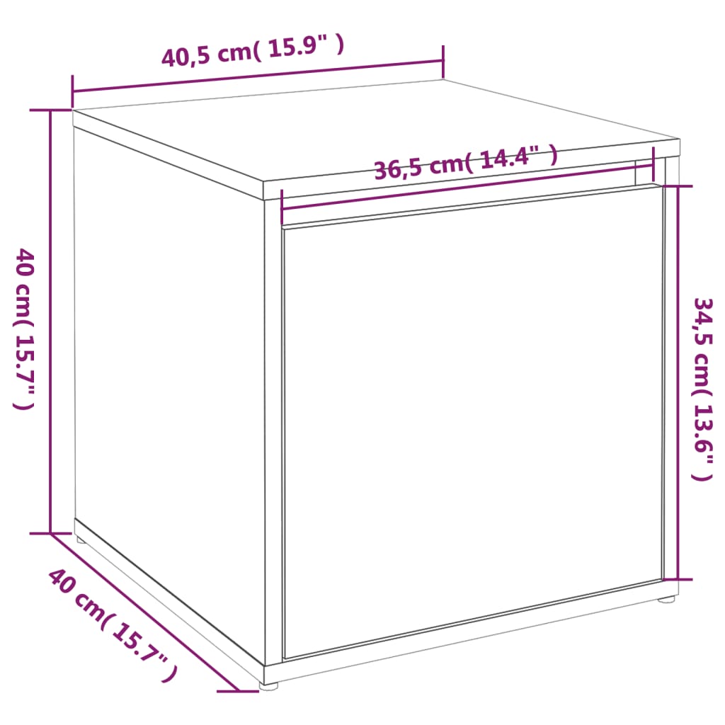 vidaXL kaste ar atvilktni, ozolkoka, 40,5x40x40 cm, inženierijas koks