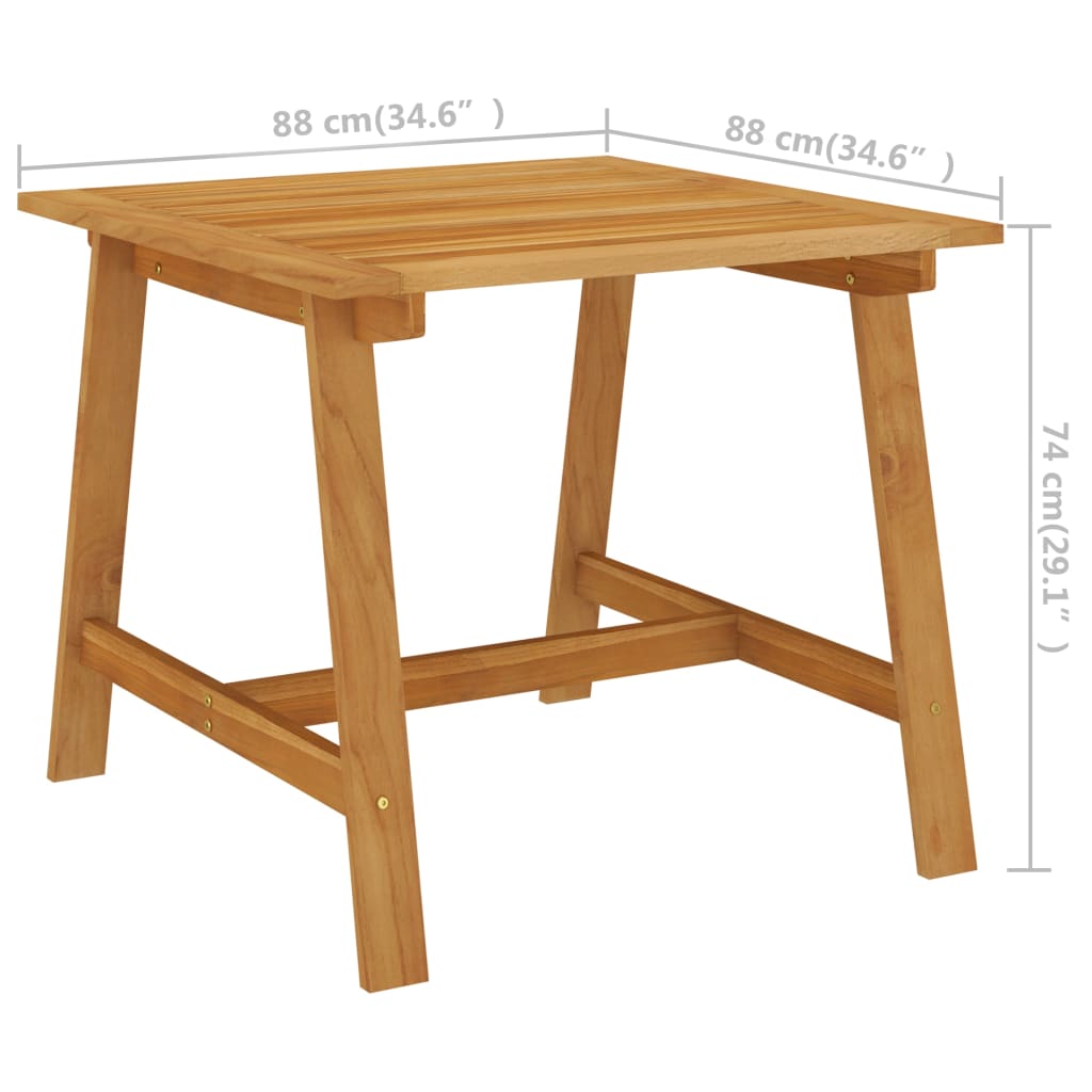 vidaXL dārza galds, 88x88x74 cm, akācijas masīvkoks
