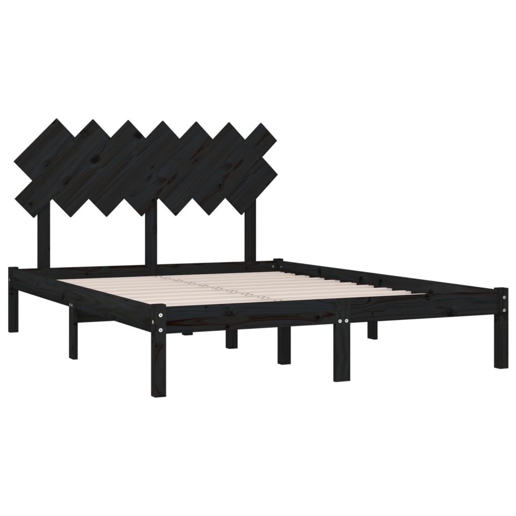 vidaXL gultas rāmis, melns, 140x200 cm, masīvkoks