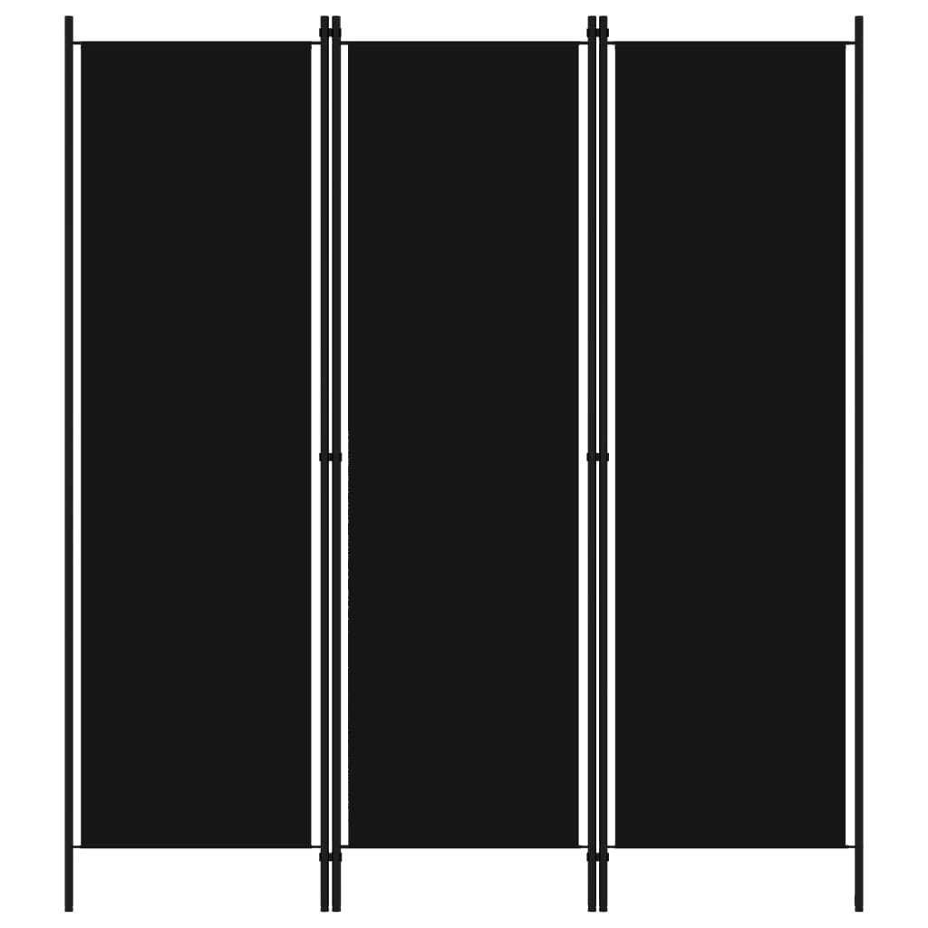 vidaXL 3-paneļu istabas aizslietnis, melns, 150x180 cm