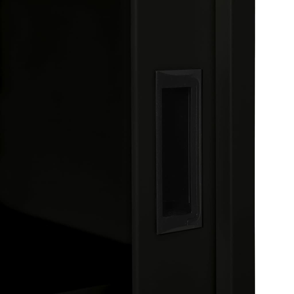 vidaXL skapītis ar bīdāmām durvīm, 90x40x90 cm, melns, tērauds