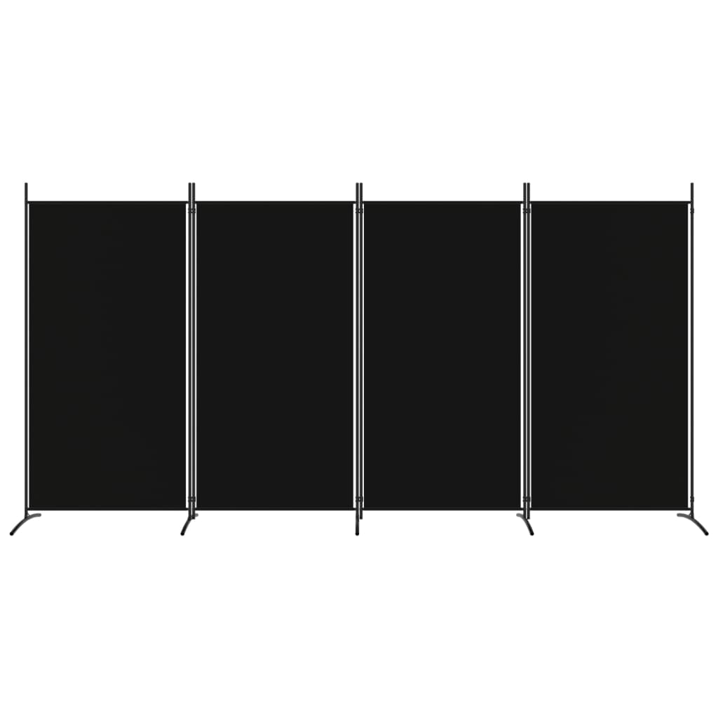 vidaXL 4-paneļu istabas aizslietnis, 346x180 cm, melns audums
