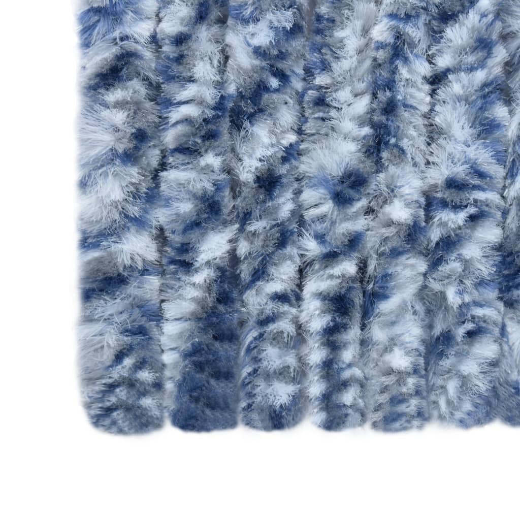 vidaXL kukaiņu aizkars, 90x220cm, zils, balts un sudraba krāsas šenils