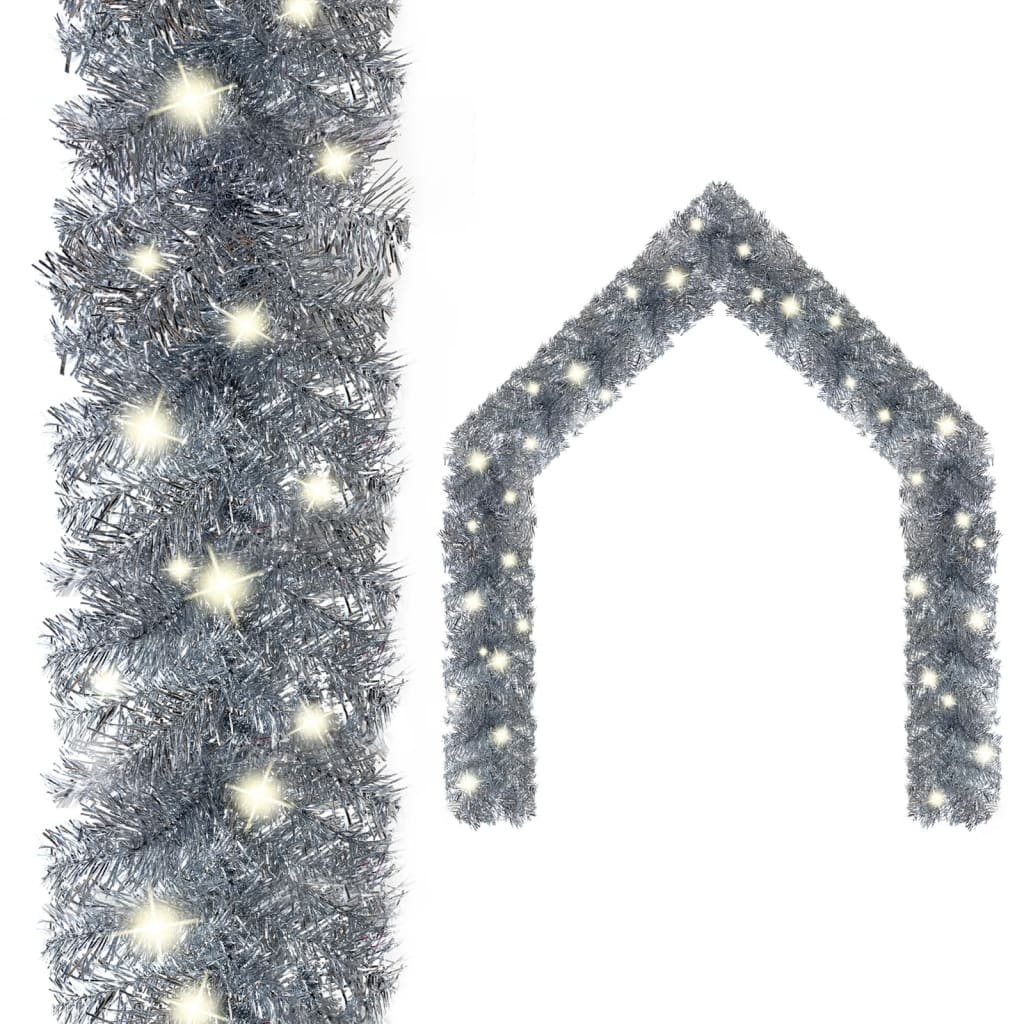 vidaXL Ziemassvētku vītne ar LED lampiņām, 20 m, sudrabaina