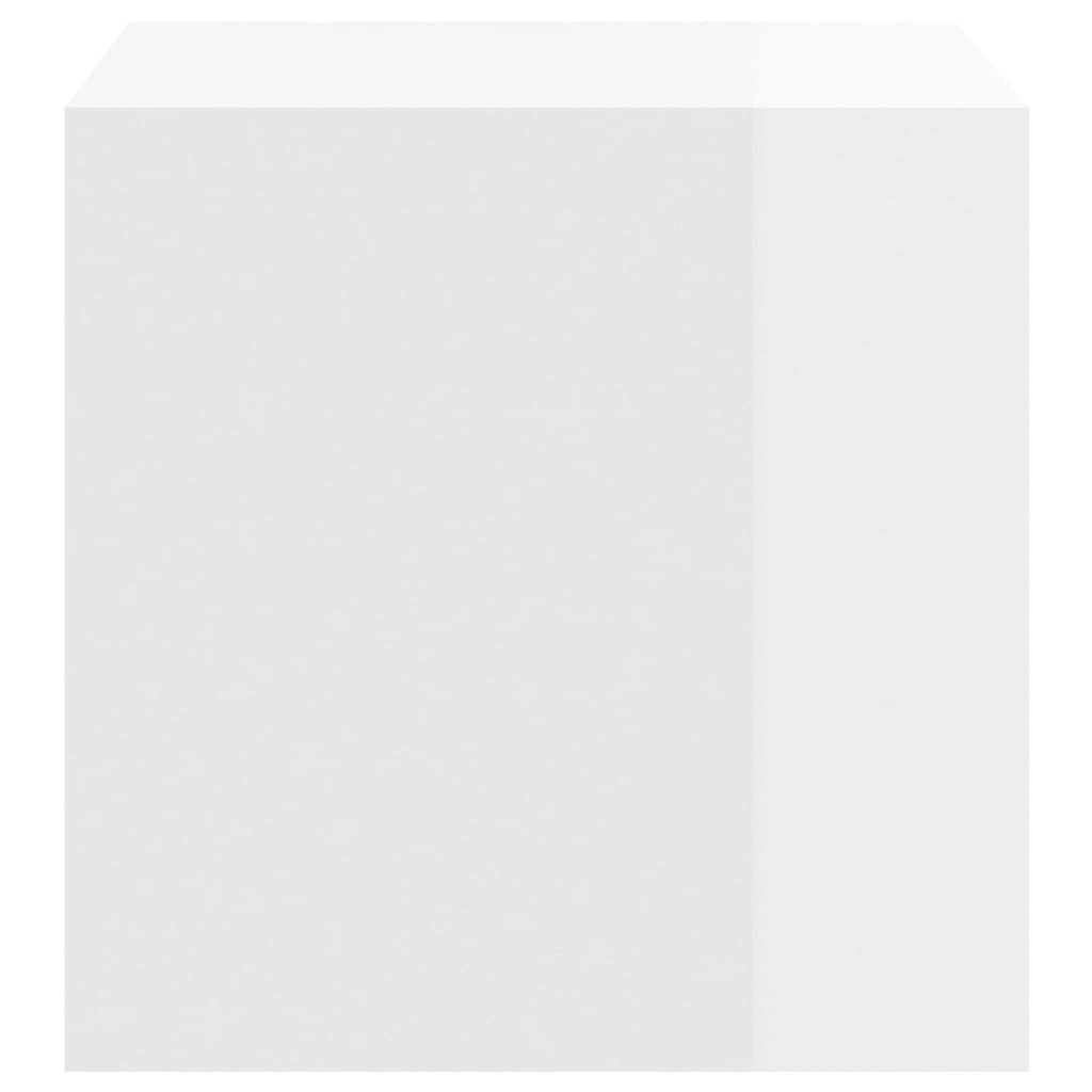 vidaXL sienas plaukts, spīdīgi balts, 37x37x37 cm, skaidu plāksne
