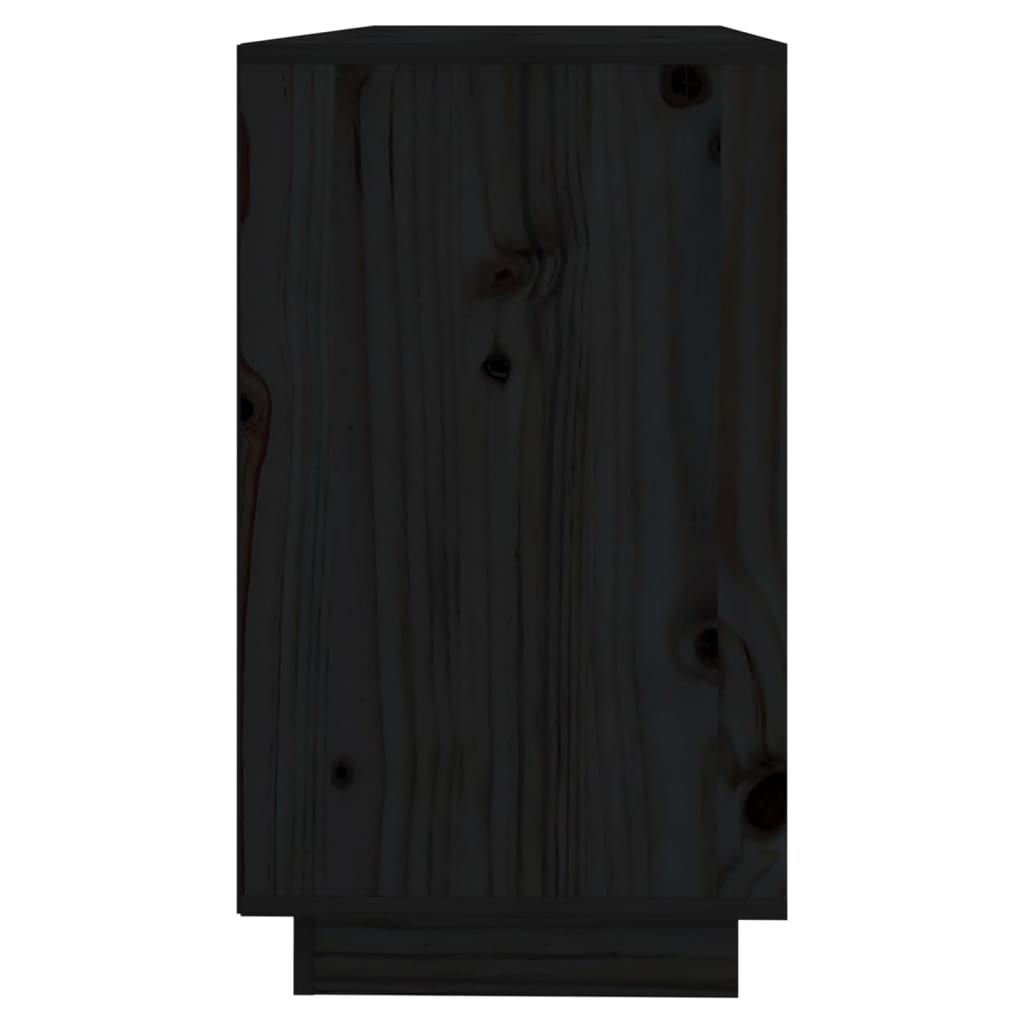 vidaXL kumode, melna, 111x34x60 cm, priedes masīvkoks