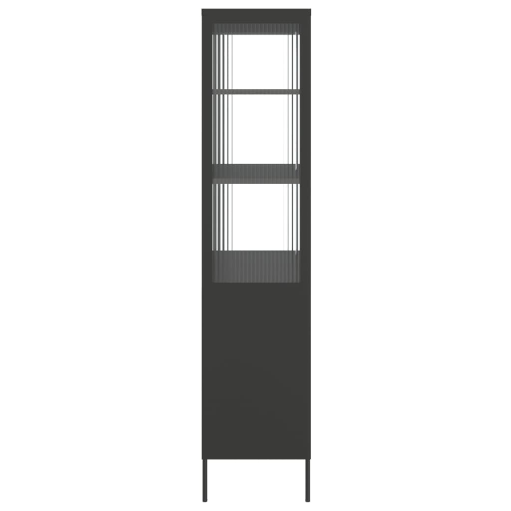 vidaXL augstais skapītis, 90x40x180 cm, stikls un tērauds, melns