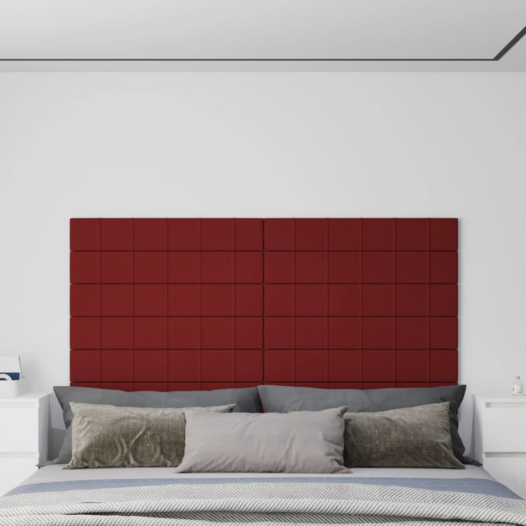 vidaXL sienas paneļi, 12 gab., vīnsarkani, 90x15 cm, audums, 1,62 m²