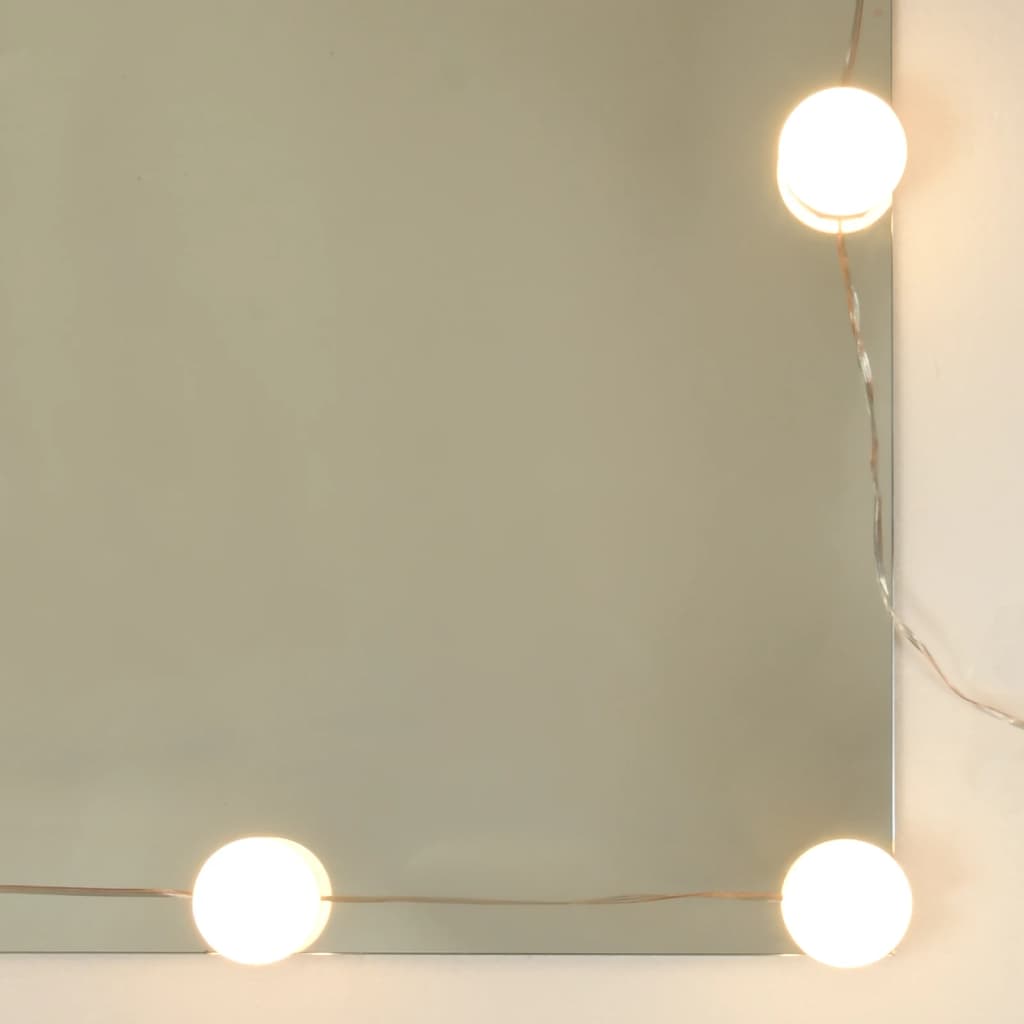 vidaXL spoguļgaldiņš ar LED, spīdīgi balts, 90x42x132,5 cm