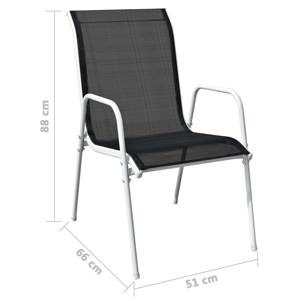 vidaXL dārza krēsli, 2 gab., tērauds, tekstilēns, melni