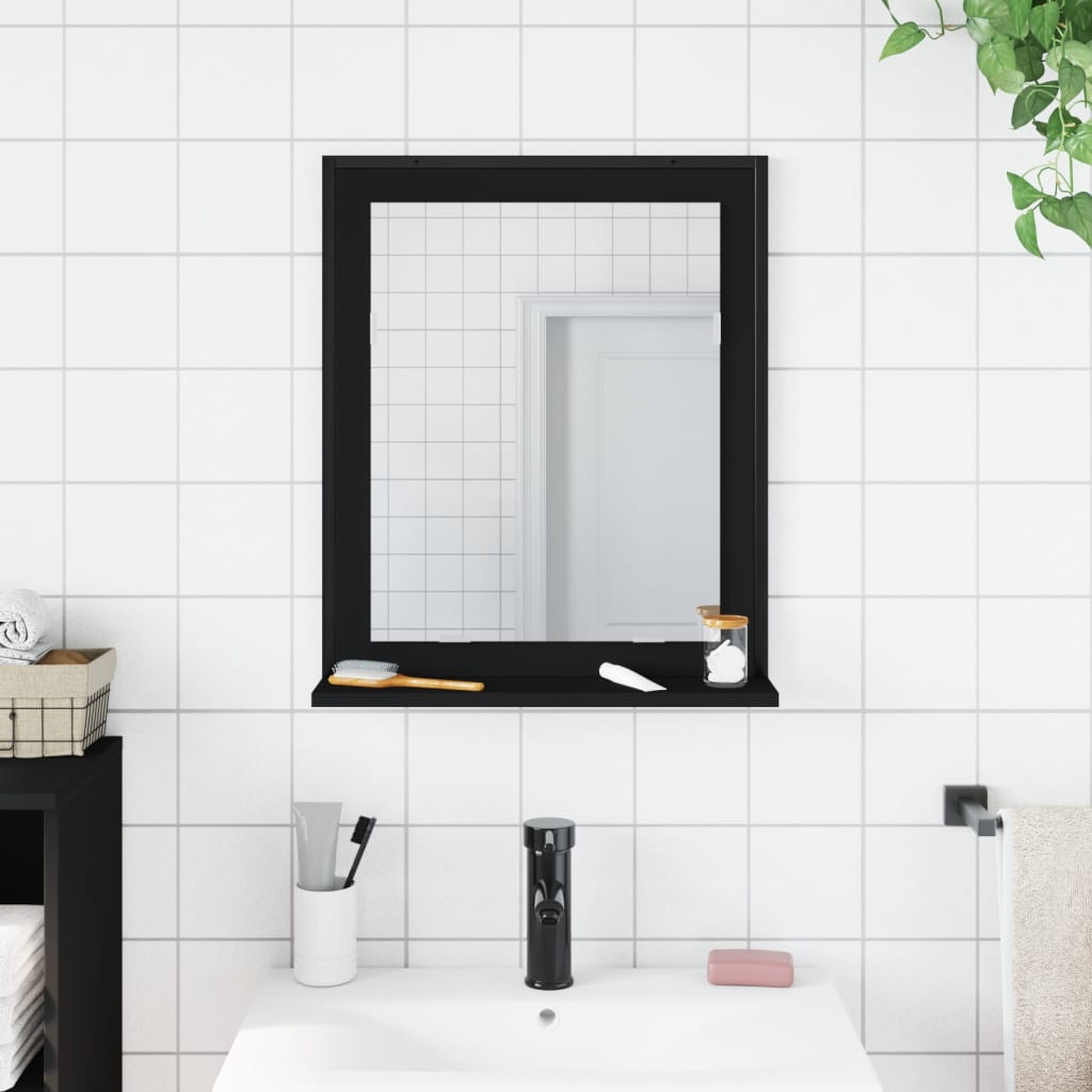 vidaXL vannasistabas spogulis, melns, 50x12x60 cm, inženierijas koks