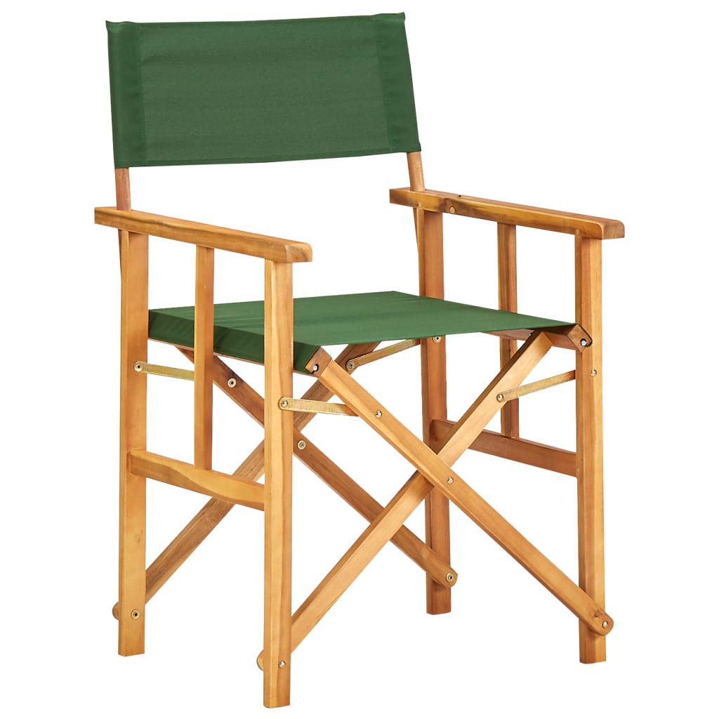 vidaXL režisora krēsli, 2 gab., zaļi, akācijas masīvkoks