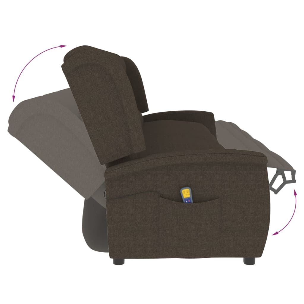 vidaXL četrvietīgs masāžas krēsls, atgāžams, brūns audums