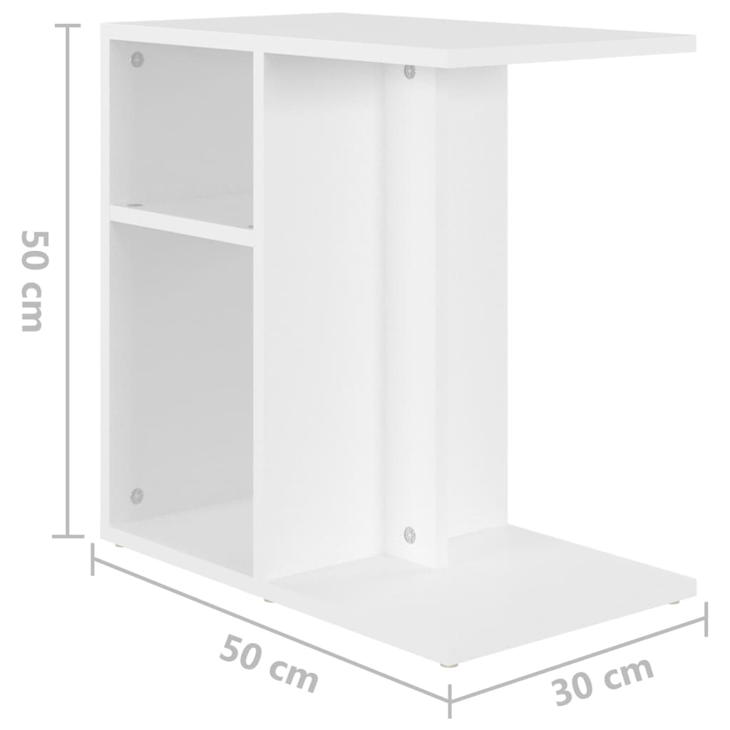 vidaXL galdiņš, balts, 50x30x50 cm, skaidu plāksne