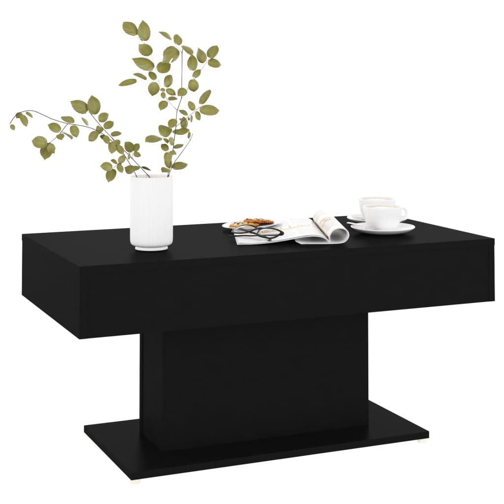 vidaXL kafijas galdiņš, melns, 96x50x45 cm, skaidu plāksne