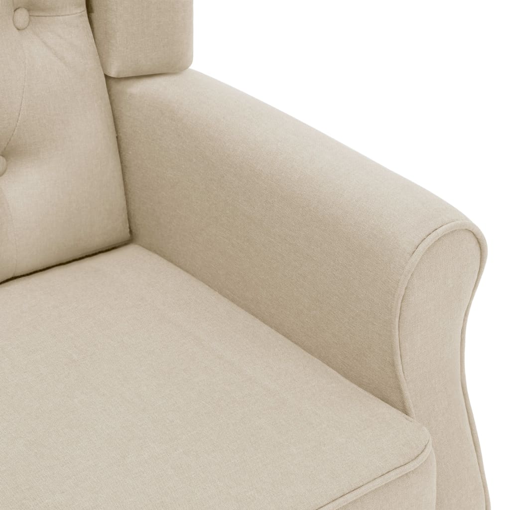 vidaXL atpūtas krēsls ar kāju soliņu, krēmkrāsas audums
