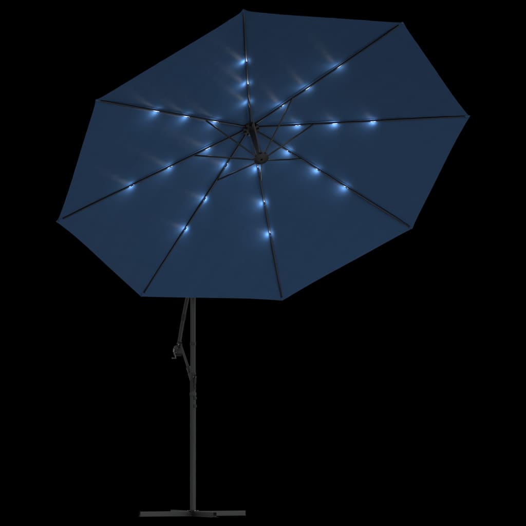 vidaXL saulessargs ar LED gaismām, 350 cm, debeszils