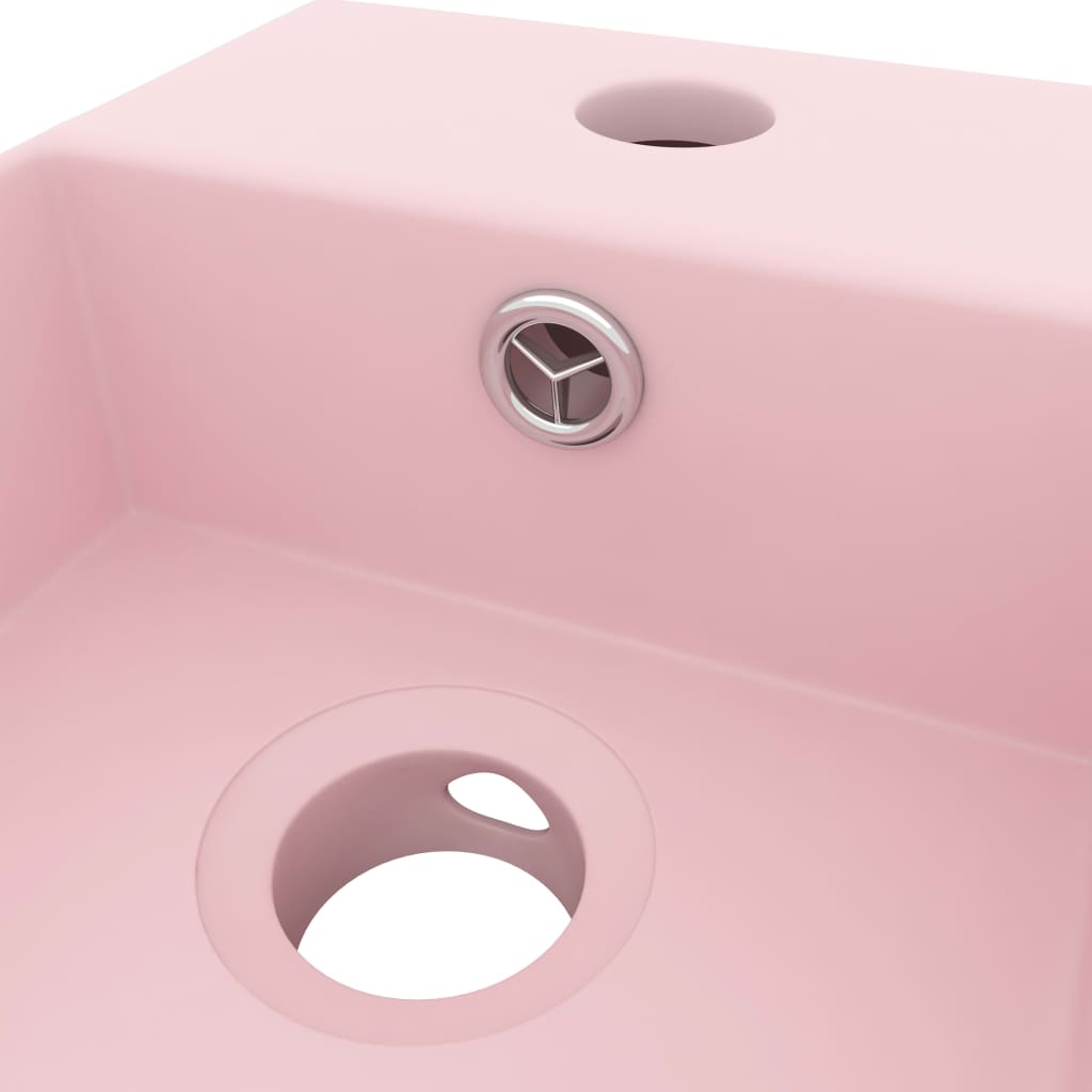 vidaXL vannasistabas izlietne ar noteci, matēta rozā keramika