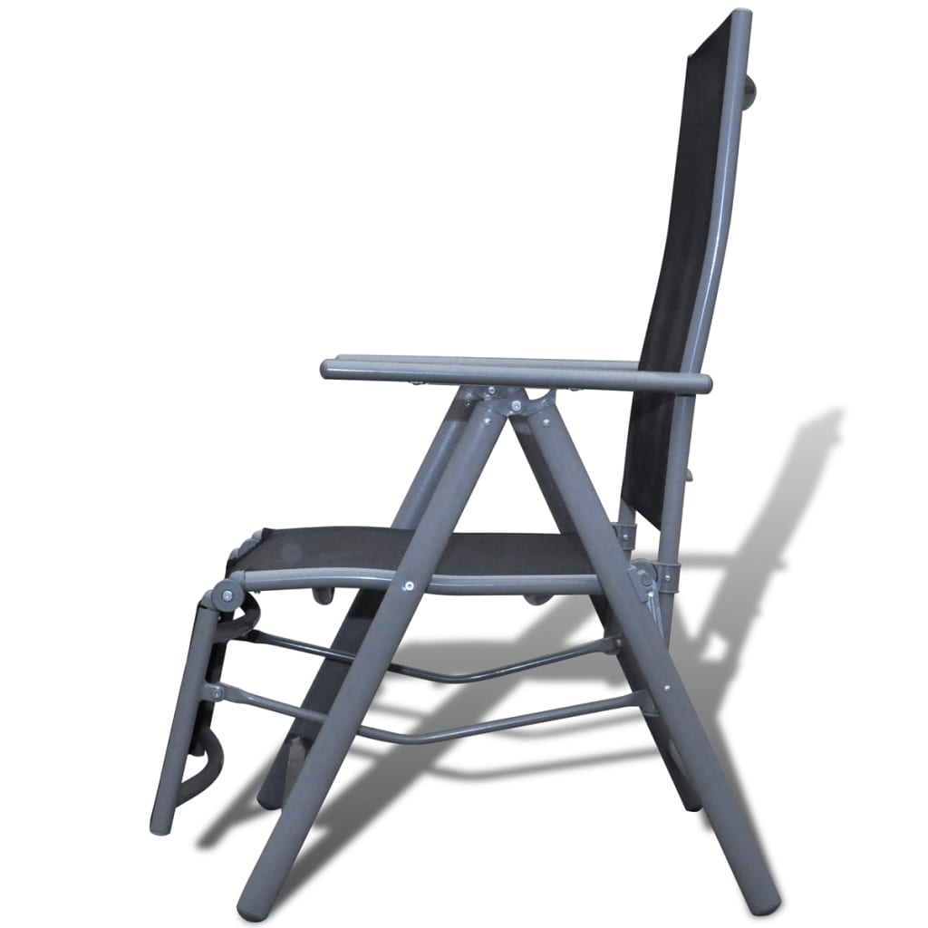 vidaXL dārza atpūtas krēsls, alumīnijs, melns