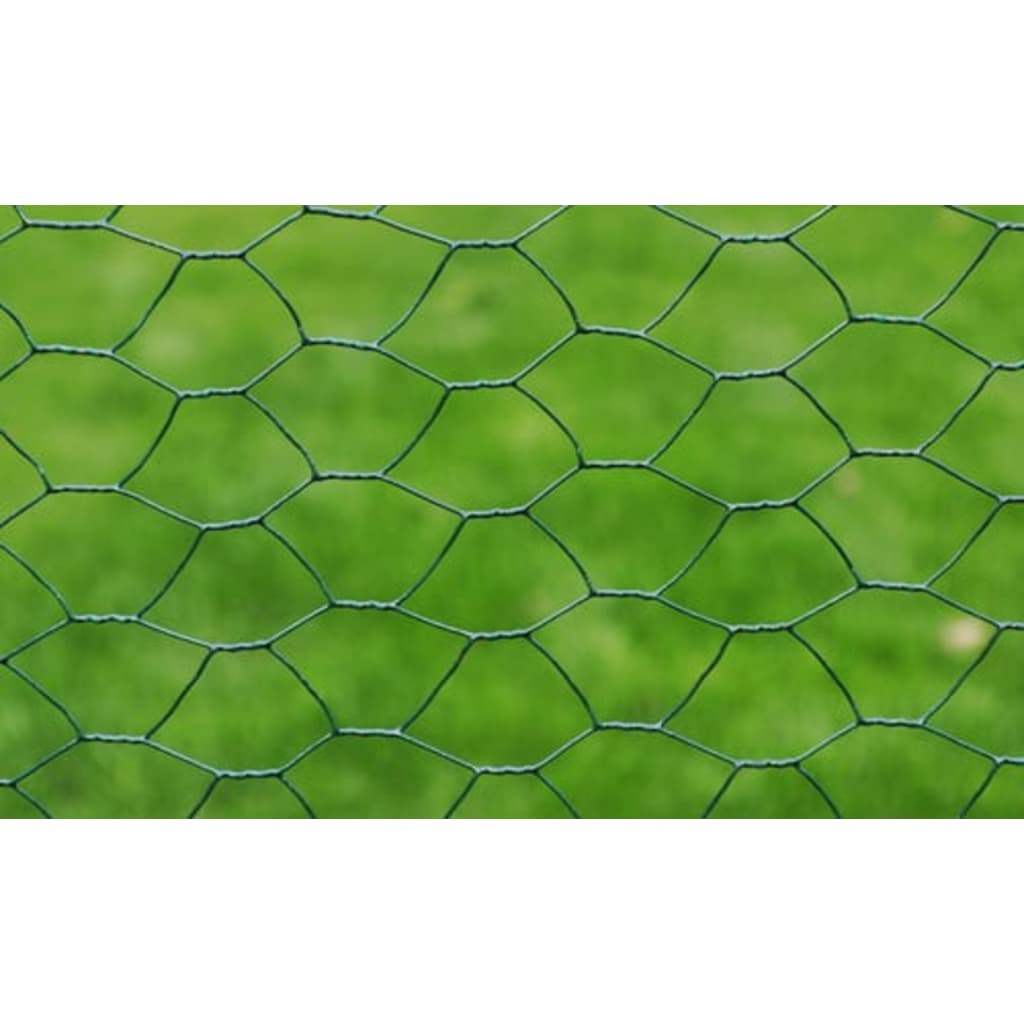 vidaXL stiepļu žogs, cinkots, ar PVC pārklājumu, 25x0,75 m, zaļš