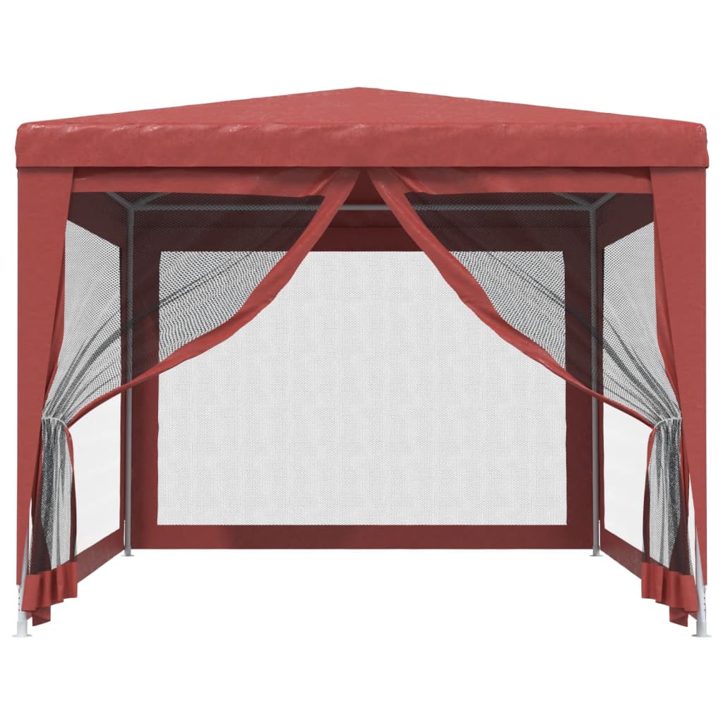 vidaXL svinību telts, ar 4 sieta sienām, 3x4 m, sarkana, HDPE