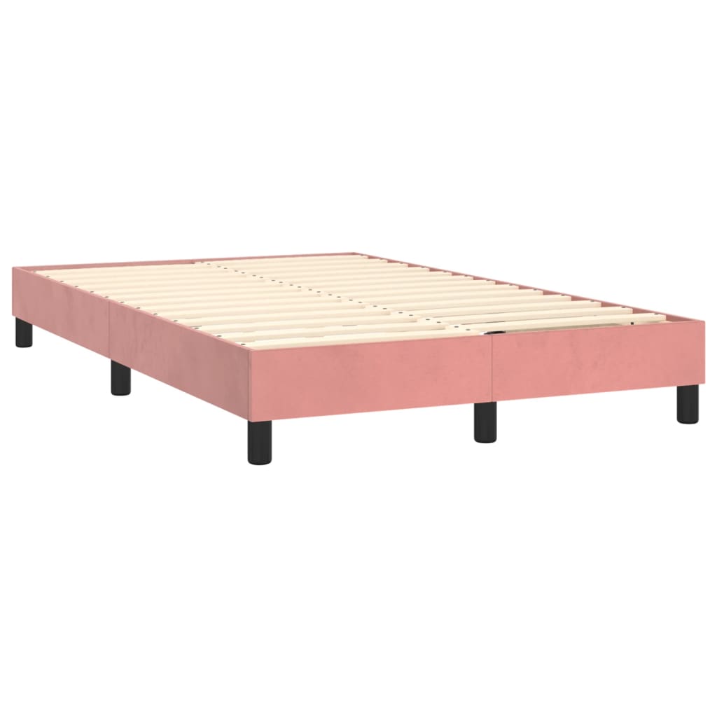 vidaXL atsperu gulta ar matraci, rozā samts, 120x200 cm