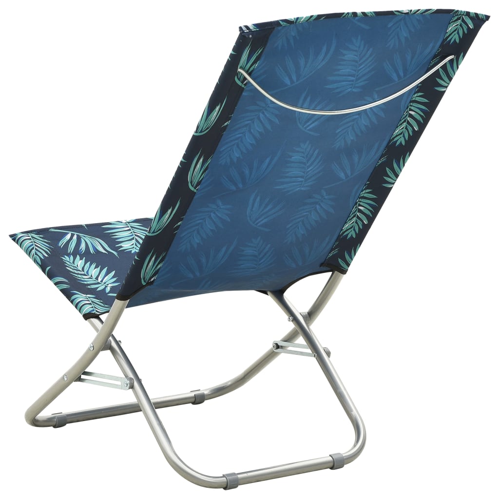 vidaXL salokāmi pludmales krēsli, 2 gab., audums ar lapu apdruku