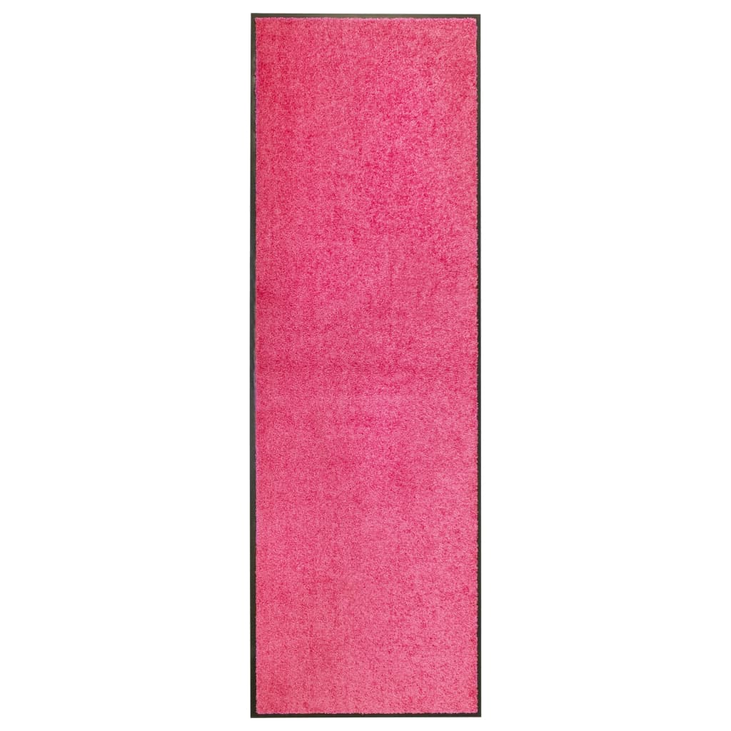 vidaXL durvju paklājs, mazgājams, rozā, 60x180 cm