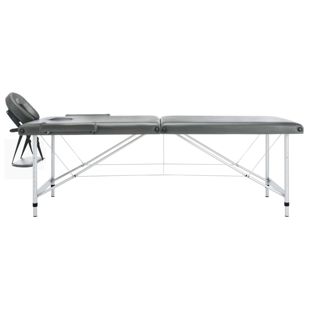 vidaXL masāžas galds, 2 daļas, 186x68 cm, alumīnija rāmis, pelēks