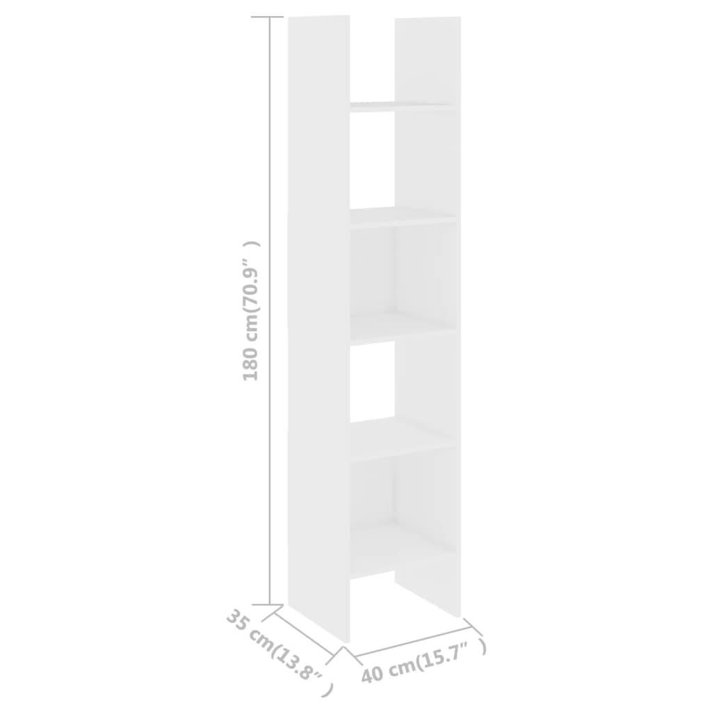 vidaXL grāmatu plaukts, balts, 40x35x180 cm, skaidu plāksne