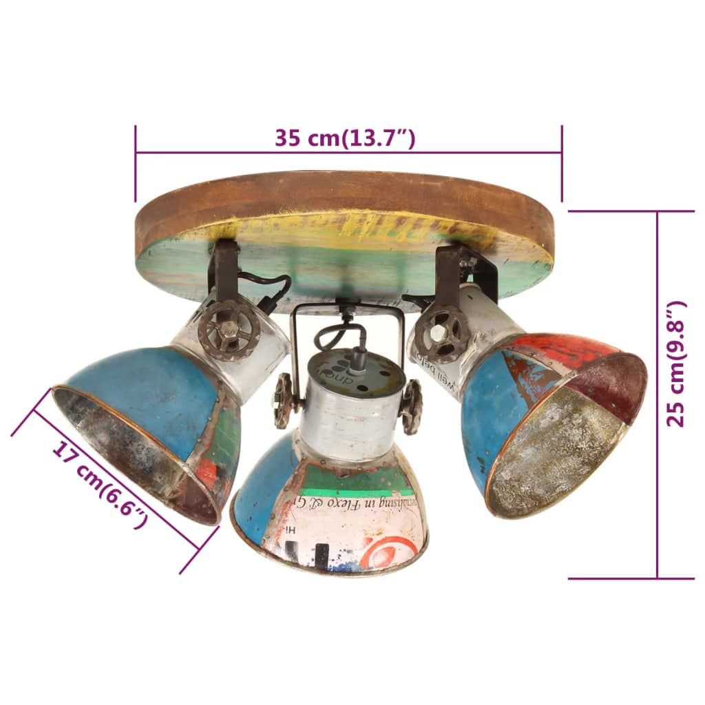 vidaXL griestu lampa, industriāls stils, krāsaina, 25 W, 42x25 cm, E27