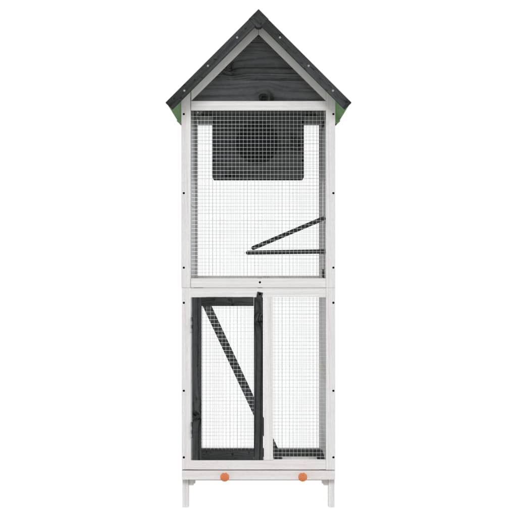 vidaXL putnu māja, pelēka, 60x58,5x160 cm, priedes masīvkoks