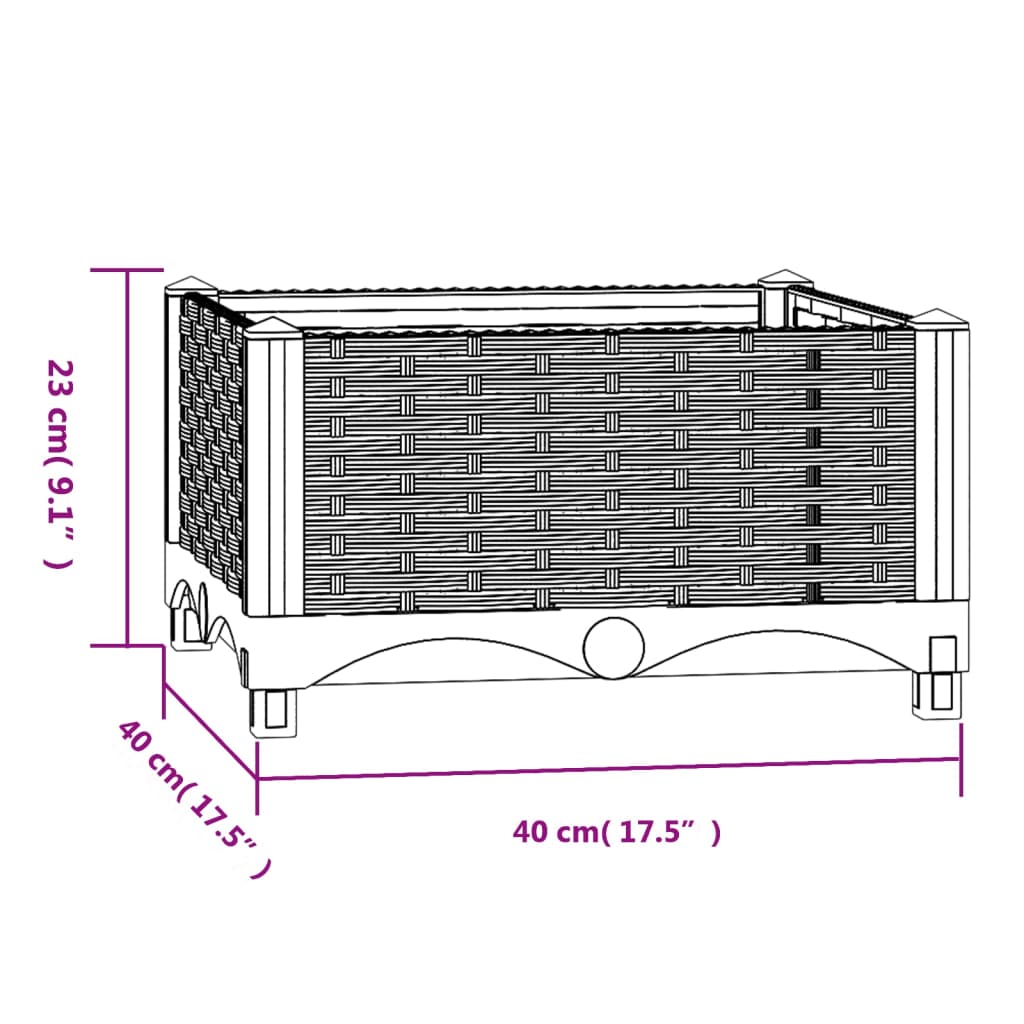 vidaXL puķu kaste, 40x40x23 cm, polipropilēns