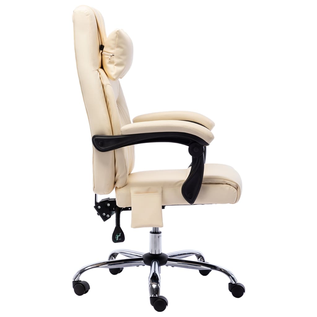 vidaXL biroja masāžas krēsls, krēmkrāsas mākslīgā āda