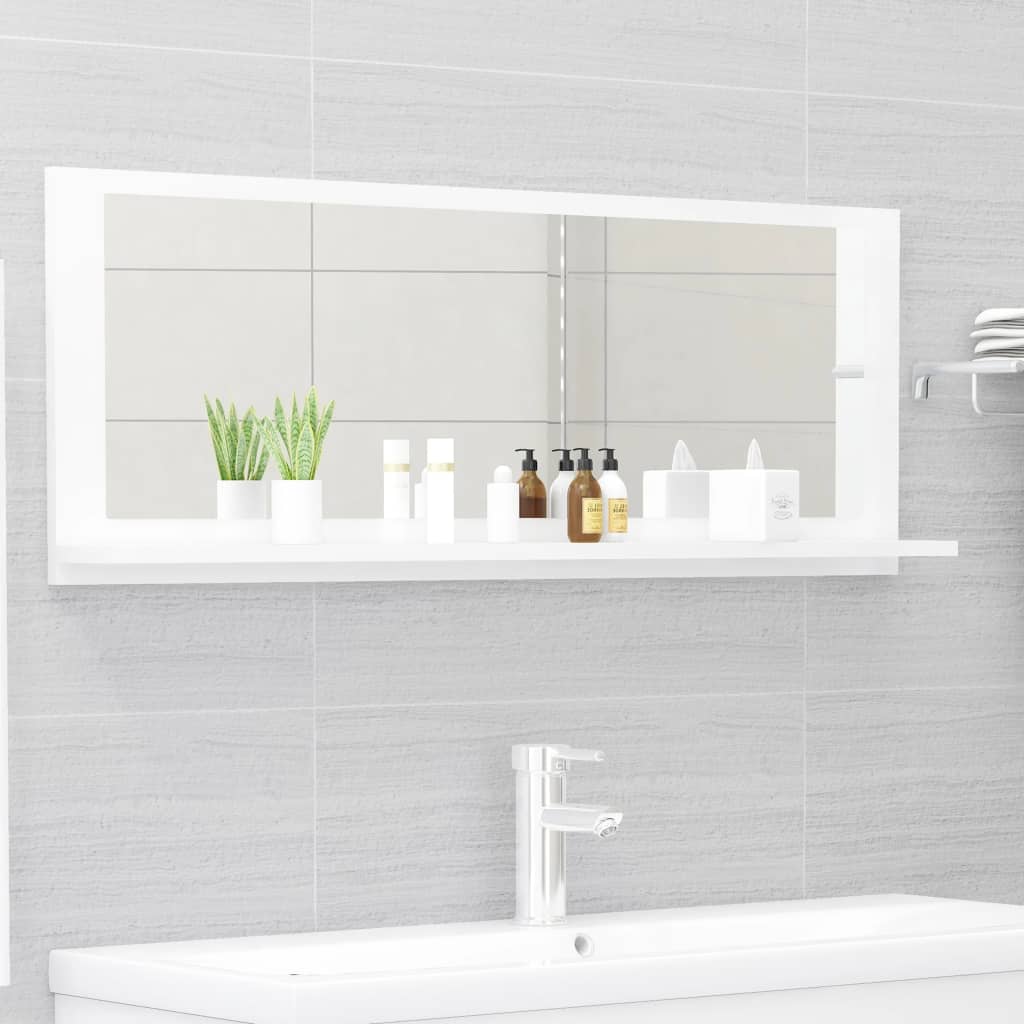 vidaXL vannasistabas spogulis, spīdīgi balts, 100x10,5x37 cm