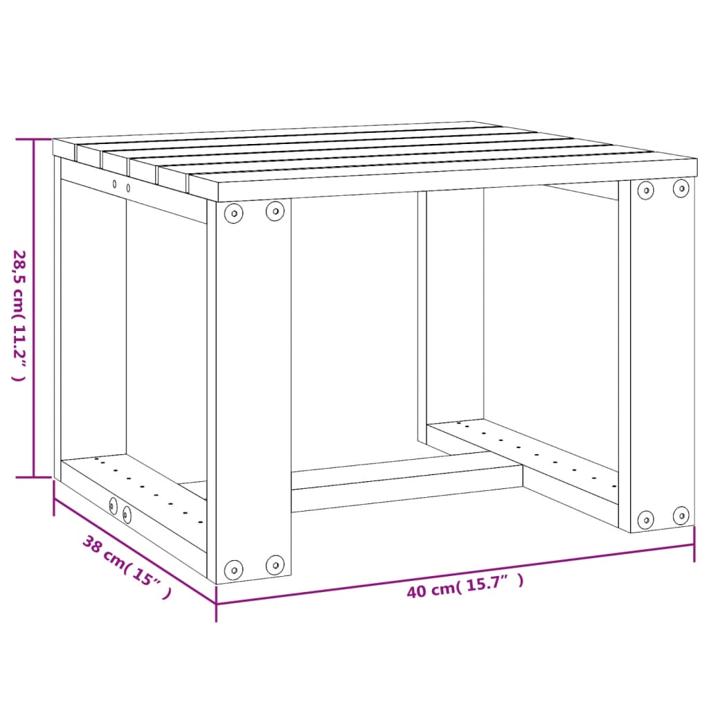 vidaXL dārza galds, 40x38x28,5 cm, priedes masīvkoks