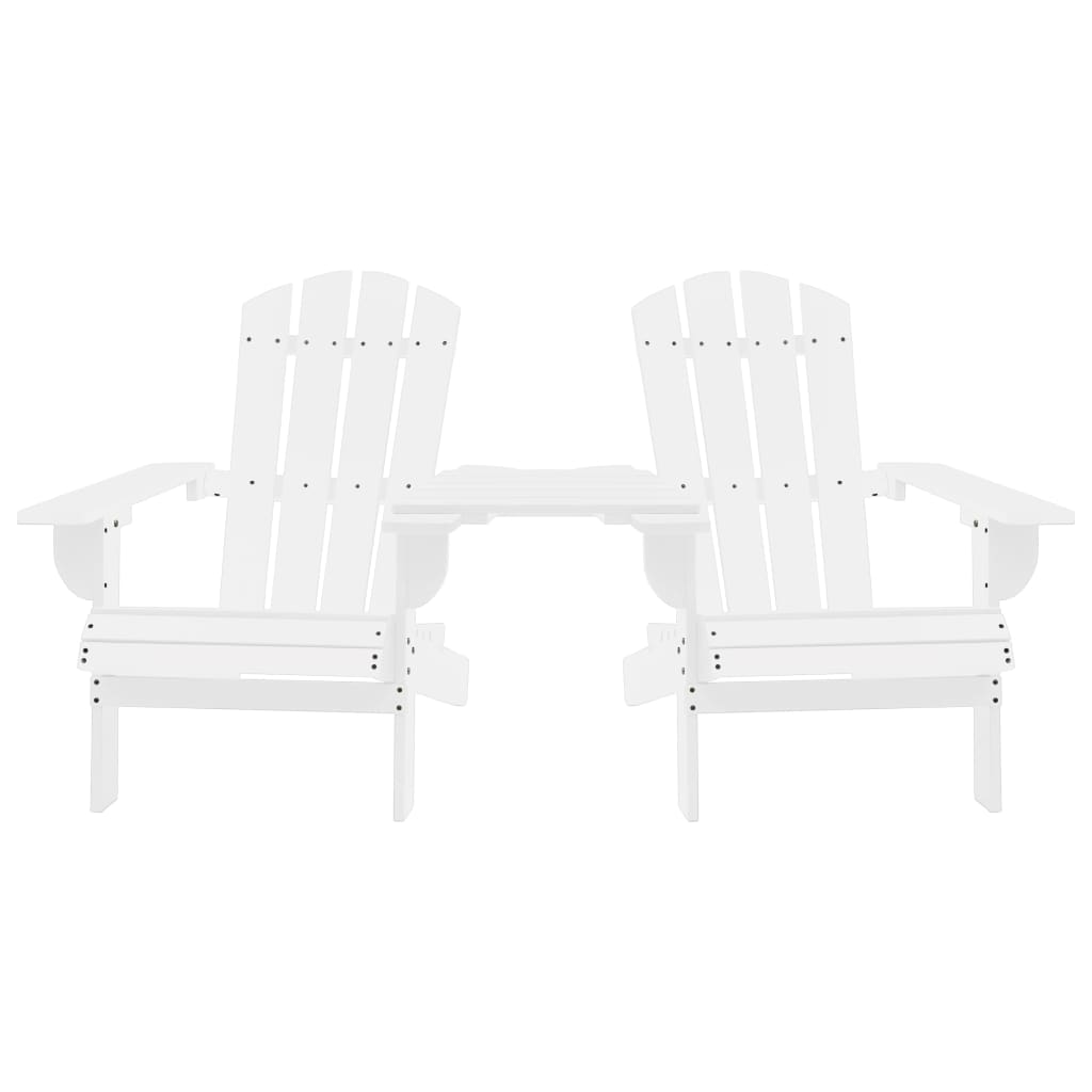 vidaXL dārza krēsli ar galdiņu, egles masīvkoks, balti